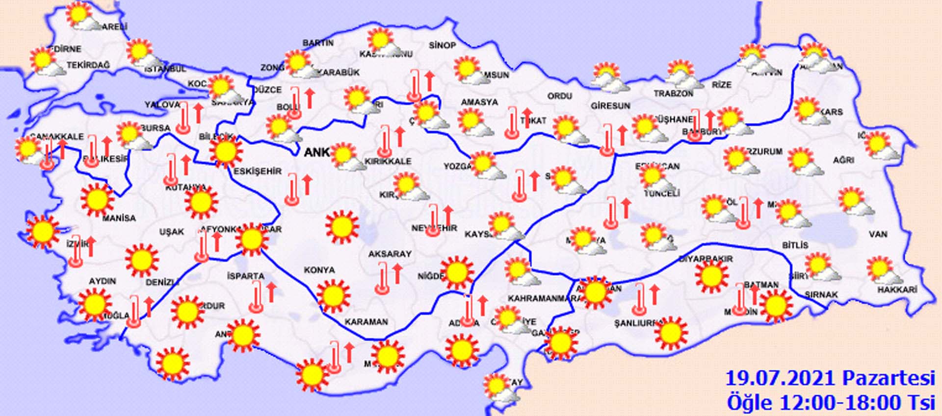 Dışarı çıkarken iki kez düşünün! Arife gününde yağmur yok, sıcak havalar bunaltacak! Hava bugün nasıl olacak 19 Temmuz 2021?