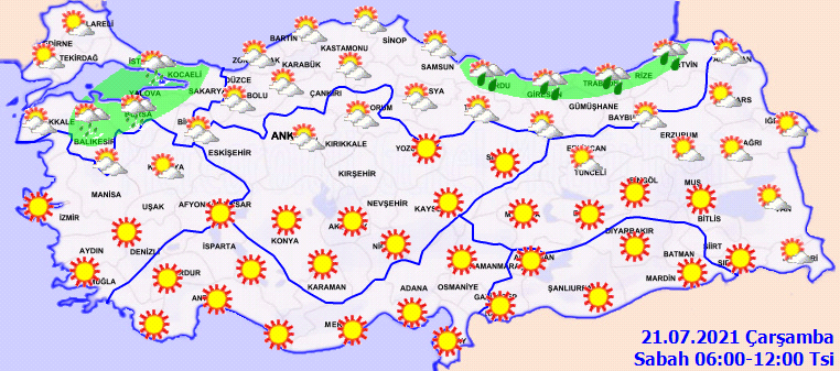 Meteoroloji il il uyardı: Beklenen yağmurlar geliyor! İşte bayramın ikinci günü, 21 Temmuz Çarşamba hava durumu...