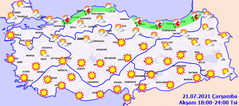 Meteoroloji il il uyardı: Beklenen yağmurlar geliyor! İşte bayramın ikinci günü, 21 Temmuz Çarşamba hava durumu...