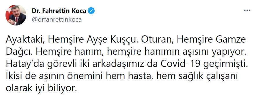 Bakan Koca'dan dikkat çeken paylaşım: İkisi de koronavirüs geçirmişti...