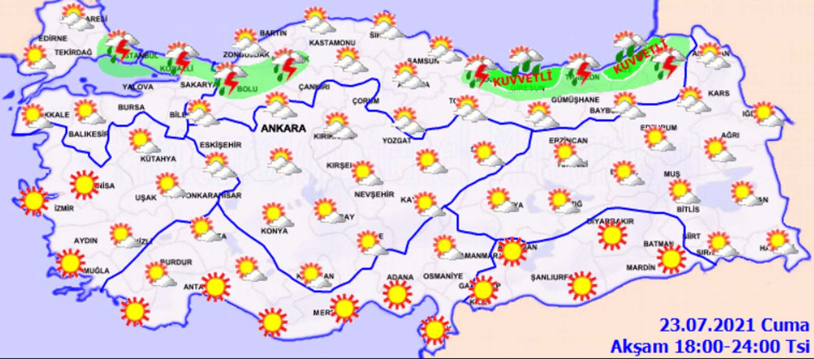 Meteoroloji Genel Müdürlüğü uyardı! Sel ve su baskınlarına dikkat! İşte 23 Temmuz Cuma hava durumu...