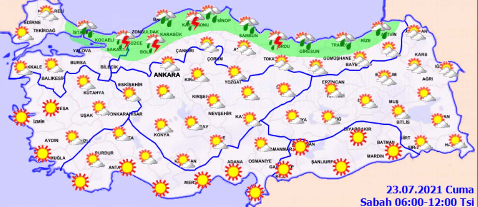 Meteoroloji Genel Müdürlüğü uyardı! Sel ve su baskınlarına dikkat! İşte 23 Temmuz Cuma hava durumu...