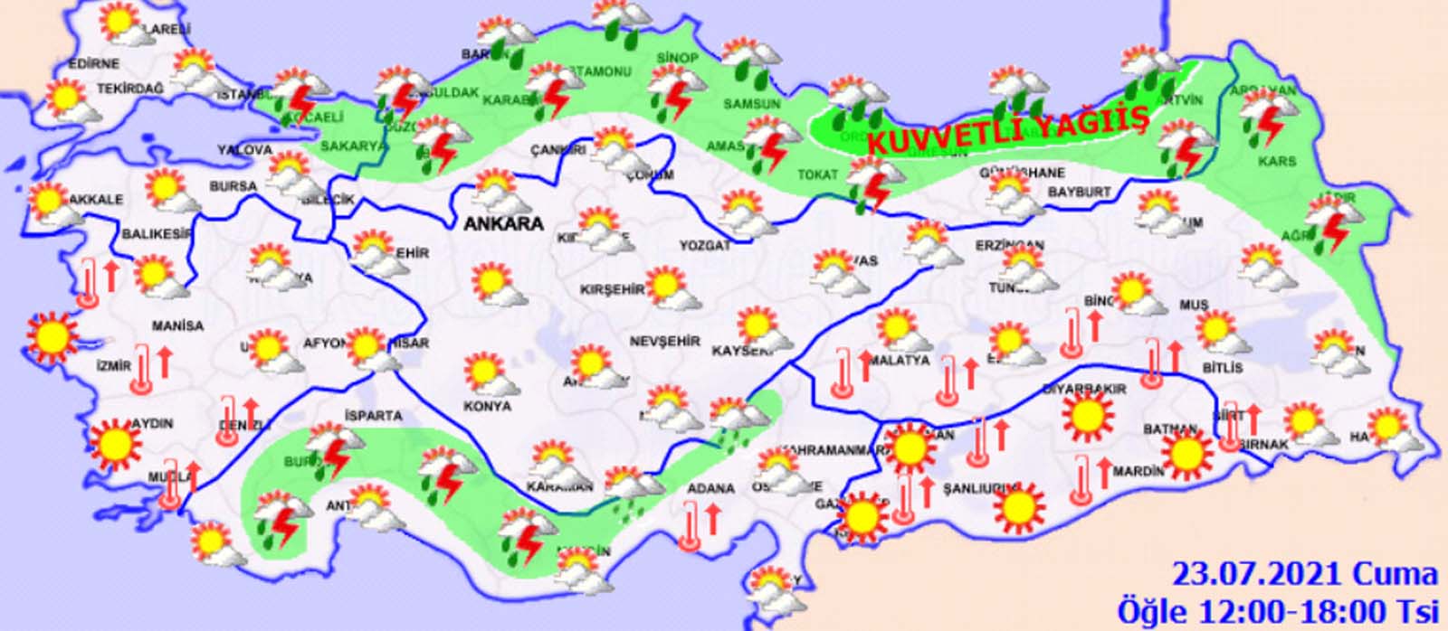 Meteoroloji Genel Müdürlüğü uyardı! Sel ve su baskınlarına dikkat! İşte 23 Temmuz Cuma hava durumu...