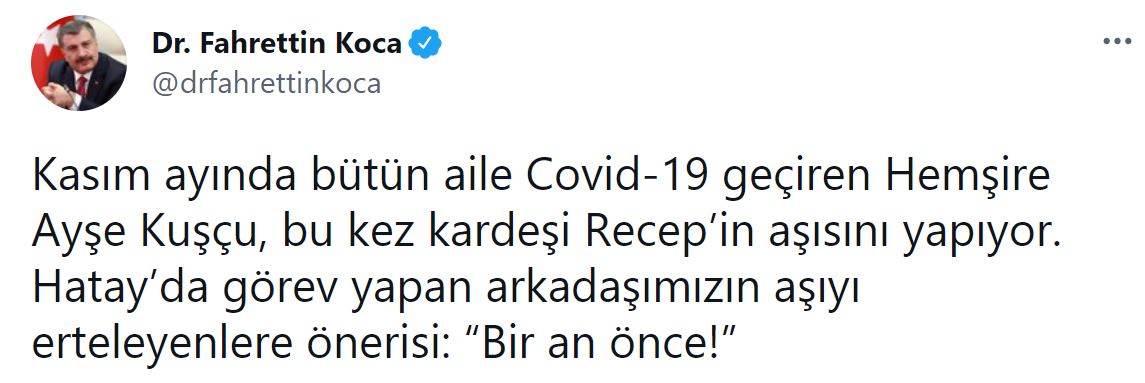 Bakan Koca'dan dikkat çeken paylaşım: İkisi de koronavirüs geçirmişti...