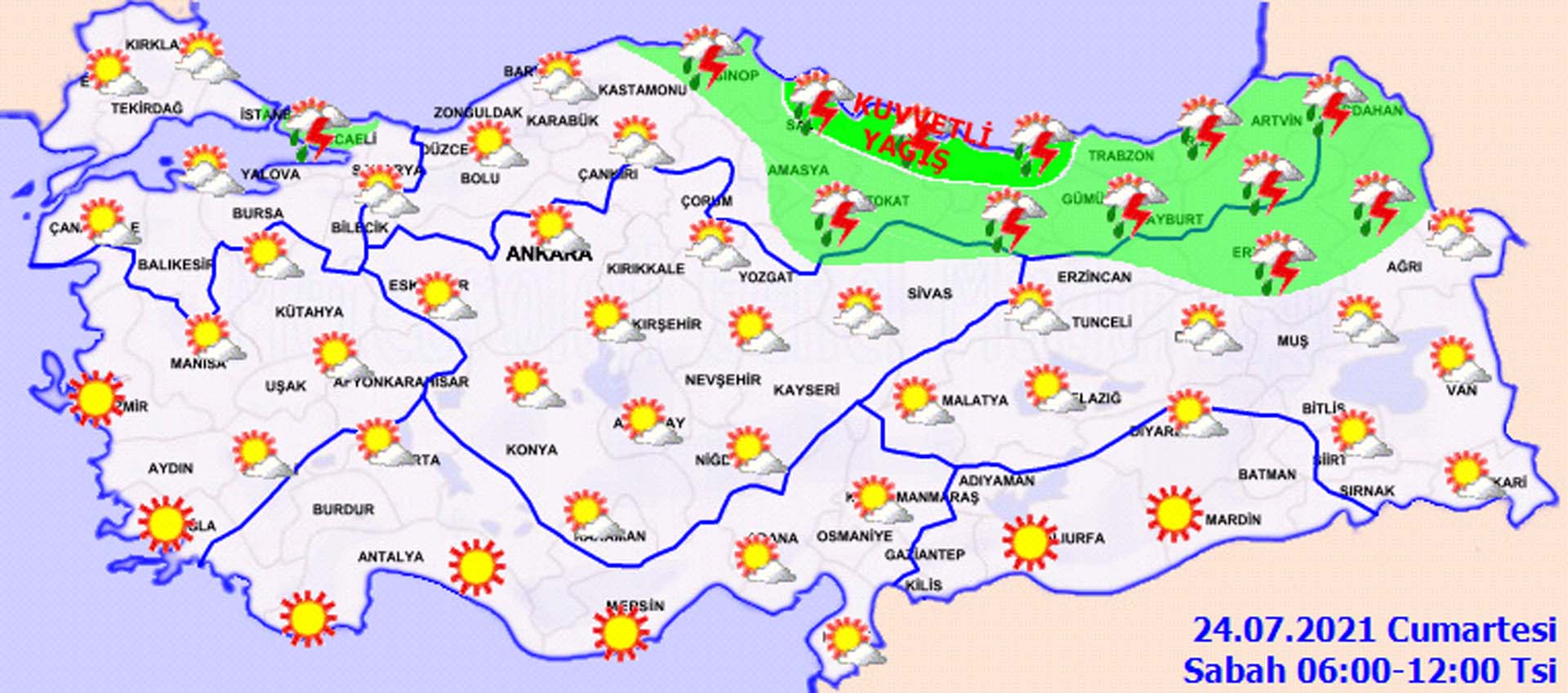 Meteorolojiden o iller için saat verildi! Gök gürültülü sağanak yağış geliyor! Hava bugün nasıl olacak 23 Haziran 2021 Cumartesi? 