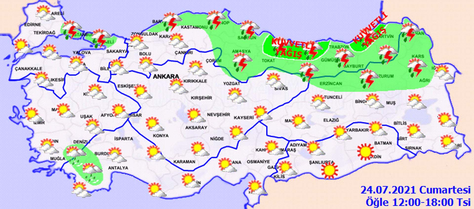 Meteorolojiden o iller için saat verildi! Gök gürültülü sağanak yağış geliyor! Hava bugün nasıl olacak 23 Haziran 2021 Cumartesi? 