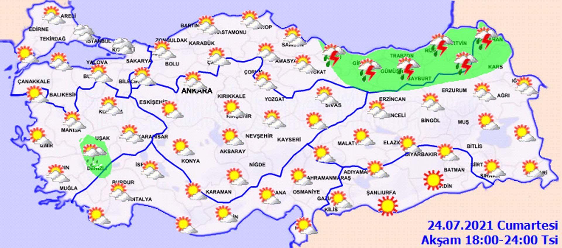 Meteorolojiden o iller için saat verildi! Gök gürültülü sağanak yağış geliyor! Hava bugün nasıl olacak 23 Haziran 2021 Cumartesi? 