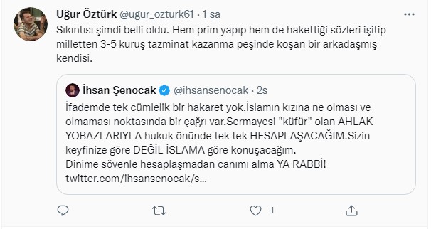 İhsan Şenocak'tan tepki çeken paylaşım!