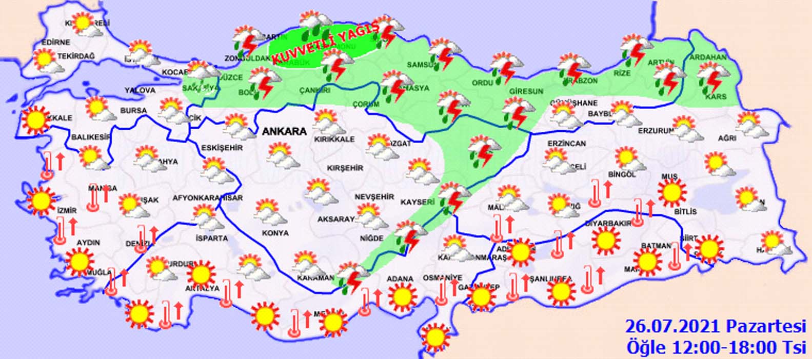 Meteoroloji o illerde yağış için saat verdi: Gök gürültülü sağanak Marmara dahil bir çok bölgeyi etkisi altına alacak! Hava bugün nasıl olacak 26 Haziran 2021 Pazartesi?