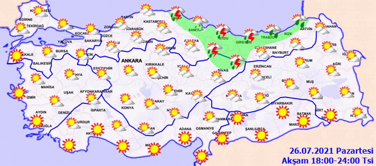 Meteoroloji o illerde yağış için saat verdi: Gök gürültülü sağanak Marmara dahil bir çok bölgeyi etkisi altına alacak! Hava bugün nasıl olacak 26 Haziran 2021 Pazartesi?