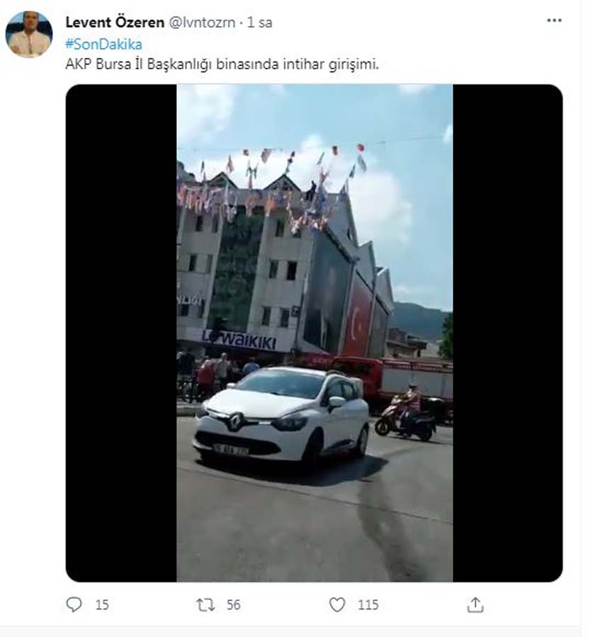 AKP İl Başkanlığı'nda yaşanan intihar girişimi korku dolu anlar yaşattı!