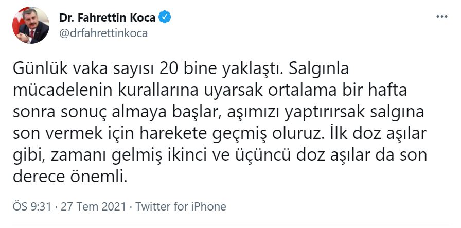Son dakika | 'Günlük vaka sayısı 20 bine yaklaştı' diyerek uyardı! Bakan Koca'dan flaş açıklama