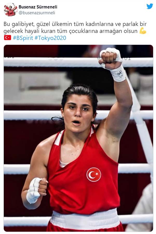 Busenaz Sürmeneli'den galibiyet paylaşımı: Türk kadınları ve çocuklarına armağan olsun