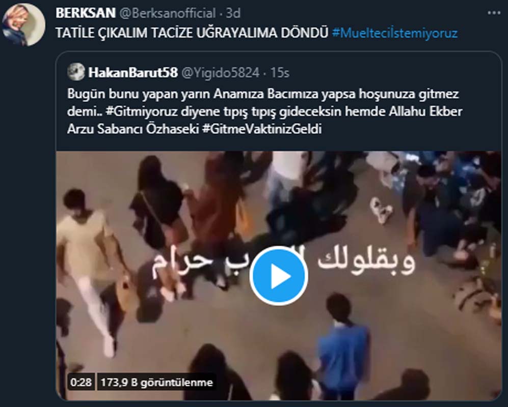 Berksan tepkisiz kalamadı! Mülteci durumuna isyan etti: Bizlere yürüyecek huzurlu bir cadde bırakmadınız