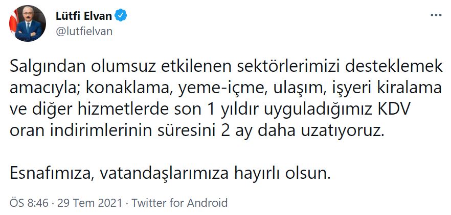 Son dakika | Bakan Elvan açıkladı: KDV indirimlerinde süre uzatıldı