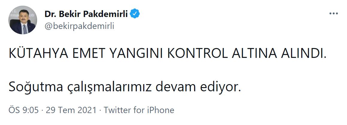 Kütahya Emet yangınında son durum ne? Bakan Elvan duyurdu