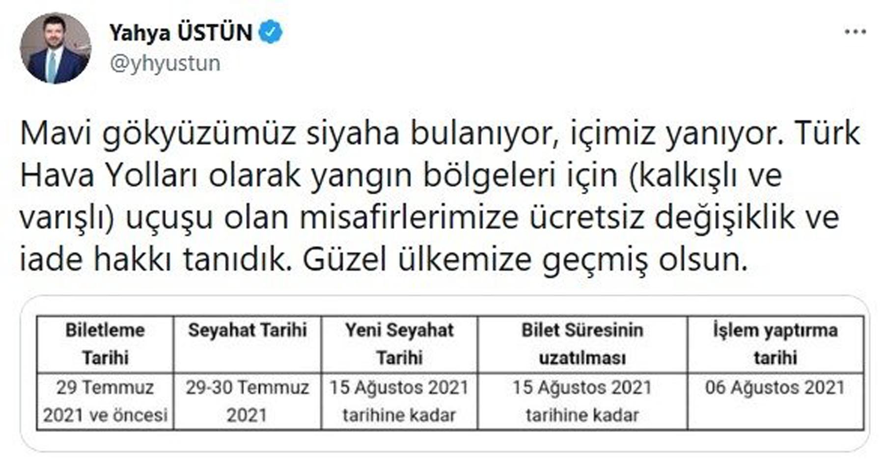 THY'den yangın bölgeleri için karar! Yolculara ücretsiz değişiklik ve iade hakkı tanıdı