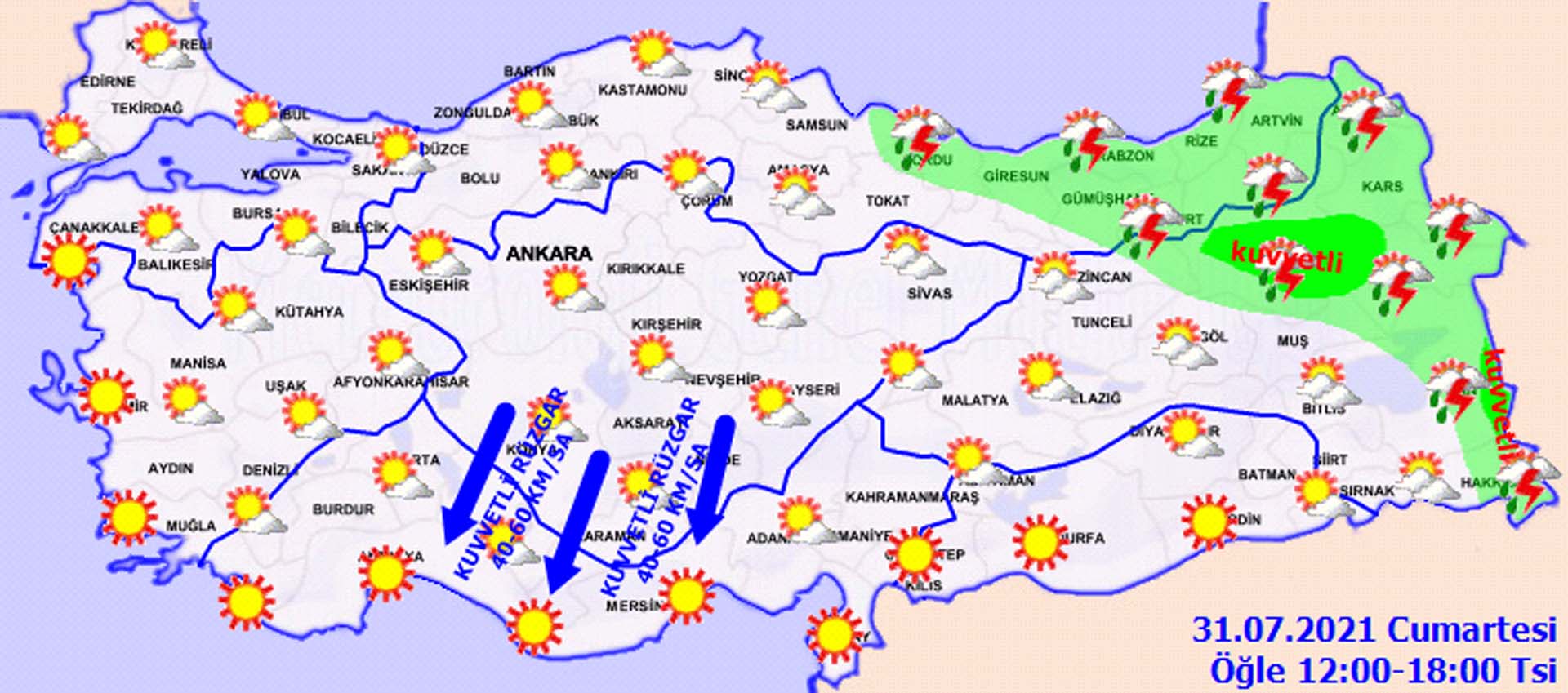 Meteoroloji uyardı: Üç bölgede sıcaklıklar kavuracak, 10 ilde sağanak yağış var! Hava bugün nasıl olacak 31 Temmuz 2021 Cumartesi?