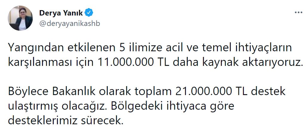 Bakan Yanık duyurdu: 11milyon TL kaynak aktarılacak