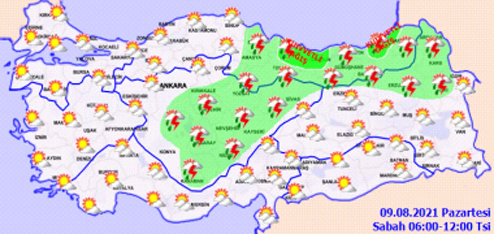 Meteorolojiden sağanak yağış uyarısı! O bölgelerde dışarı çıkarken şemsiyenizi yanınızdan eksik etmeyin! Hava bugün nasıl olacak 9 Ağustos 2021 Pazartesi?