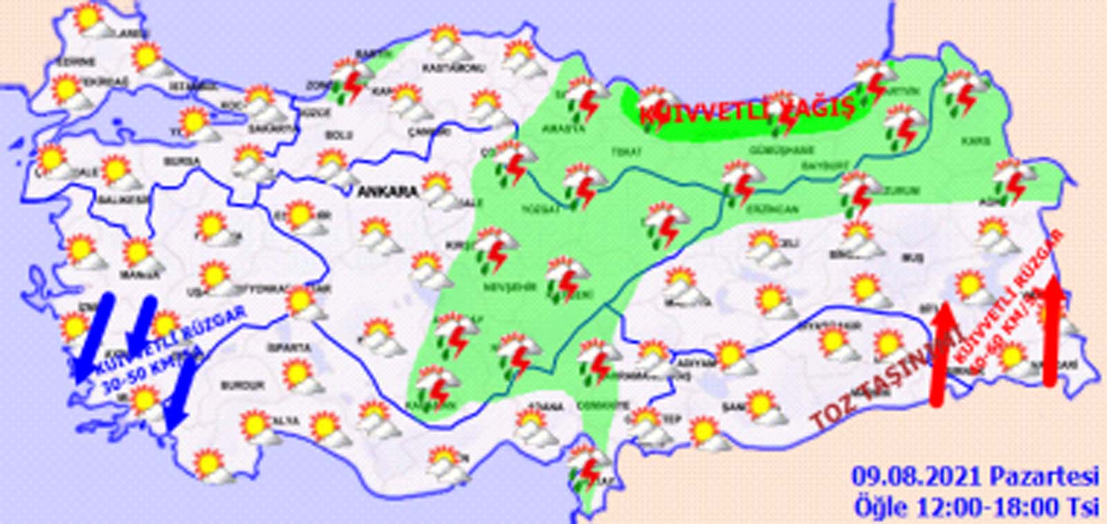 Meteorolojiden sağanak yağış uyarısı! O bölgelerde dışarı çıkarken şemsiyenizi yanınızdan eksik etmeyin! Hava bugün nasıl olacak 9 Ağustos 2021 Pazartesi?
