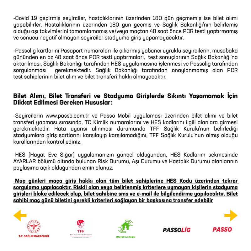 Maçlara gitmeye hazırlanan taraftarlar dikkat! Stadyumlara giriş şartları belli oldu