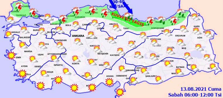 Sağanak yağış devam edecek mi? Meteorolojinin tahminleri açıklandı! Hava bugün nasıl olacak13 Ağustos 2021 Cuma?