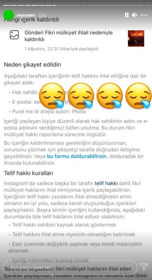 Reynmen ve Danla Bilic aynı yangın paylaşımından telif yedi!