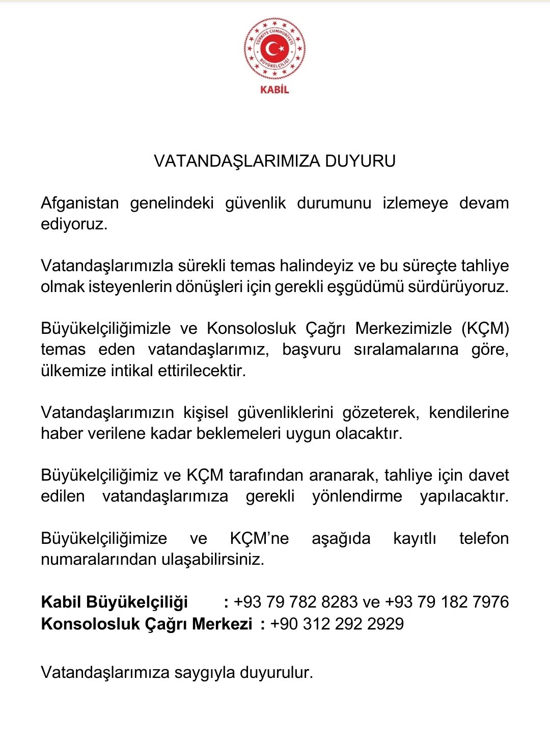 Son dakika | Kabil Büyükelçiliği'nden flaş açıklama: Tahliye olmak isteyenlerin dönüşleri için eşgüdümü sürdürüyoruz