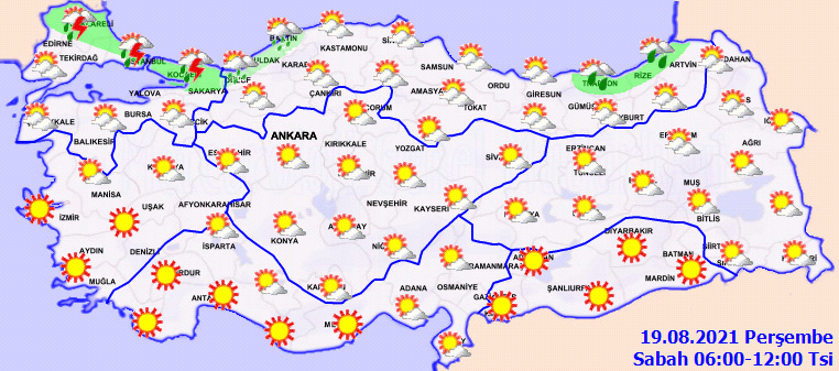 Meteoroloji duyurdu: Marmara ve Doğu Karadeniz kıyılarında sağanak etkisini gösterecek! Hava bugün nasıl olacak 19 Ağustos 2021 Perşembe?