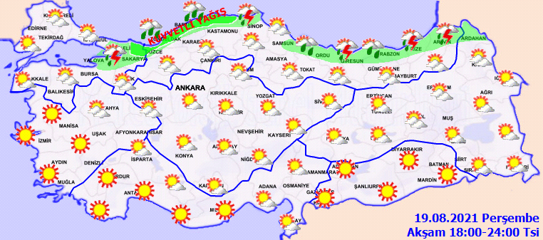 Meteoroloji duyurdu: Marmara ve Doğu Karadeniz kıyılarında sağanak etkisini gösterecek! Hava bugün nasıl olacak 19 Ağustos 2021 Perşembe?