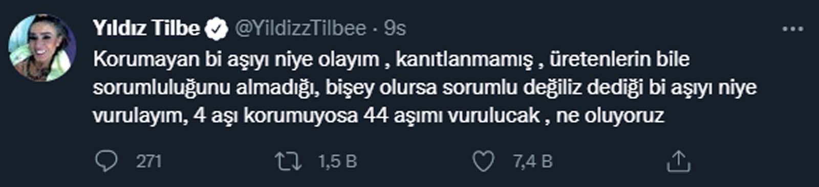 Yıldız Tilbe ortalığı fena karıştırdı! Aşıyı reddettiğini açıkladı sosyal medyada tartışma yarattı! Aşıyı da pcr da reddediyorum, Allahın dediği olur