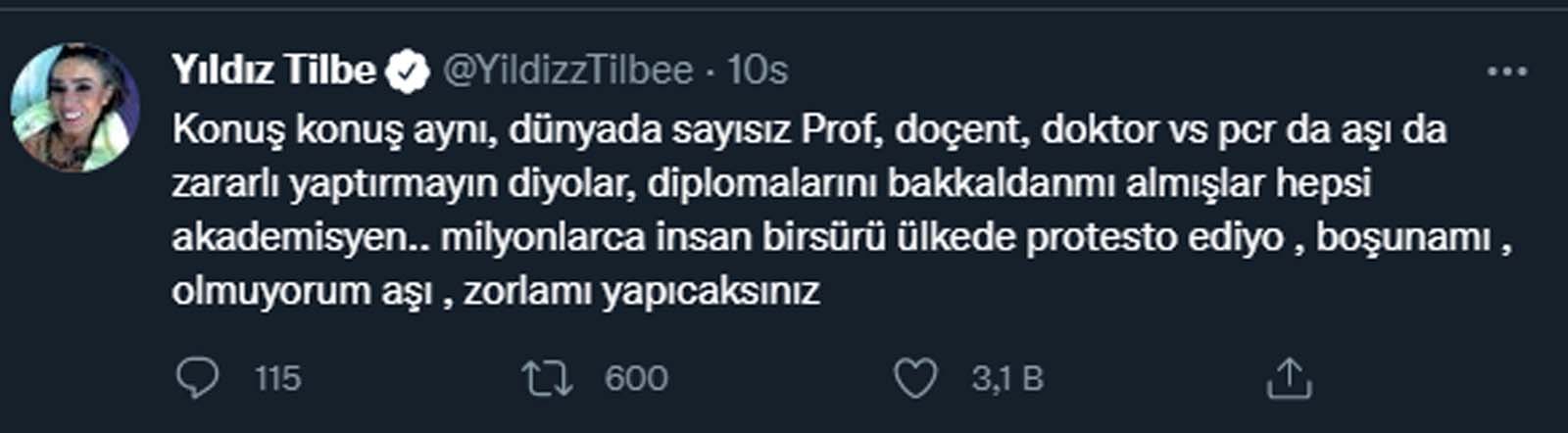 Yıldız Tilbe ortalığı fena karıştırdı! Aşıyı reddettiğini açıkladı sosyal medyada tartışma yarattı! Aşıyı da pcr da reddediyorum, Allahın dediği olur