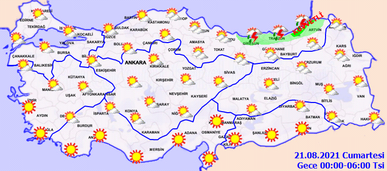 Meteorolojiden kritik uyarı: Ani sel ve doluya dikkat! Hava bugün nasıl olacak 21 Ağustos 2021 Cumartesi?
