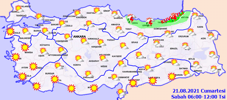 Meteorolojiden kritik uyarı: Ani sel ve doluya dikkat! Hava bugün nasıl olacak 21 Ağustos 2021 Cumartesi?