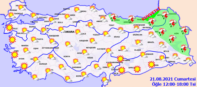 Meteorolojiden kritik uyarı: Ani sel ve doluya dikkat! Hava bugün nasıl olacak 21 Ağustos 2021 Cumartesi?