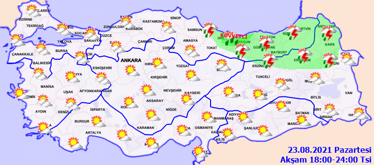 Meteoroloji duyurdu! Sağanak yağışlar ve rüzgara karşı tedbirli olun! Hava bugün nasıl olacak 23 Ağustos 2021 Pazartesi?