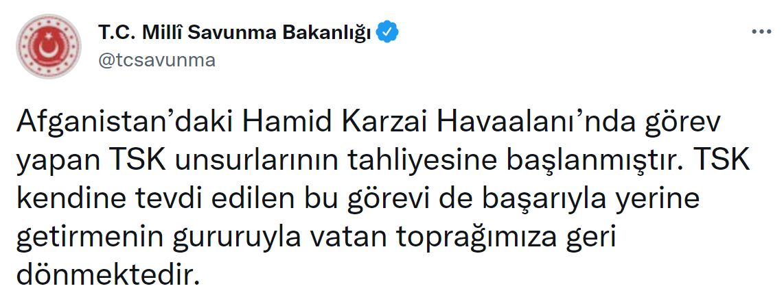 MSB açıkladı: Afganistan'da görev yapan Türk askerleri geri dönüyor