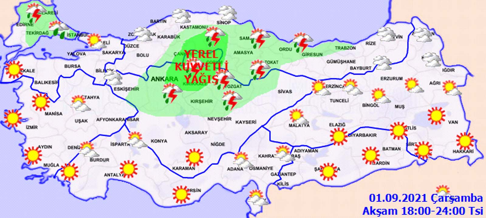 Meteoroloji uyardı: O illerde yaşayanlar dikkat! Yağışlar kuvvetli olacak! 1 Eylül 2021 Çarşamba il il hava durumu