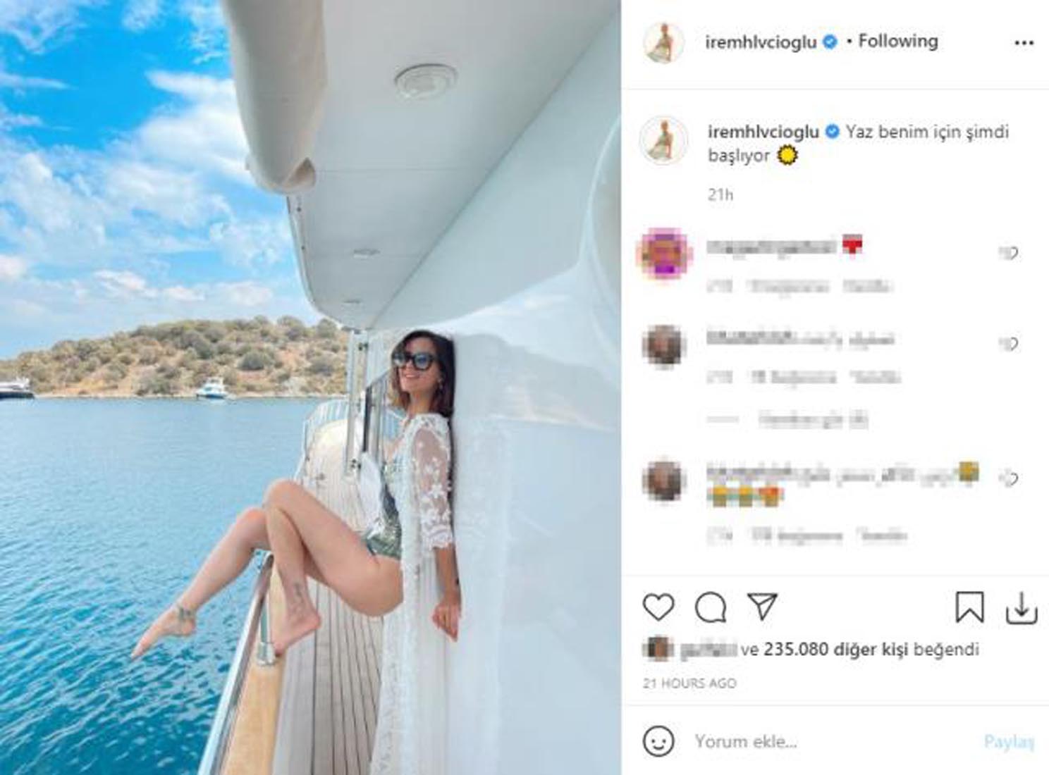 İrem Helvacıoğlu, "Yaz şimdi başlıyor" notuyla mayolu pozlar paylaştı