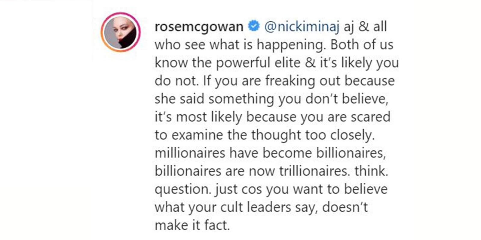 'Koronavirüs aşısı testisleri şişiriyor' demişti! Gelen tepkiler sonrası ünlü oyuncudan Rose McGowan'dan Nicki Minaj'a destek