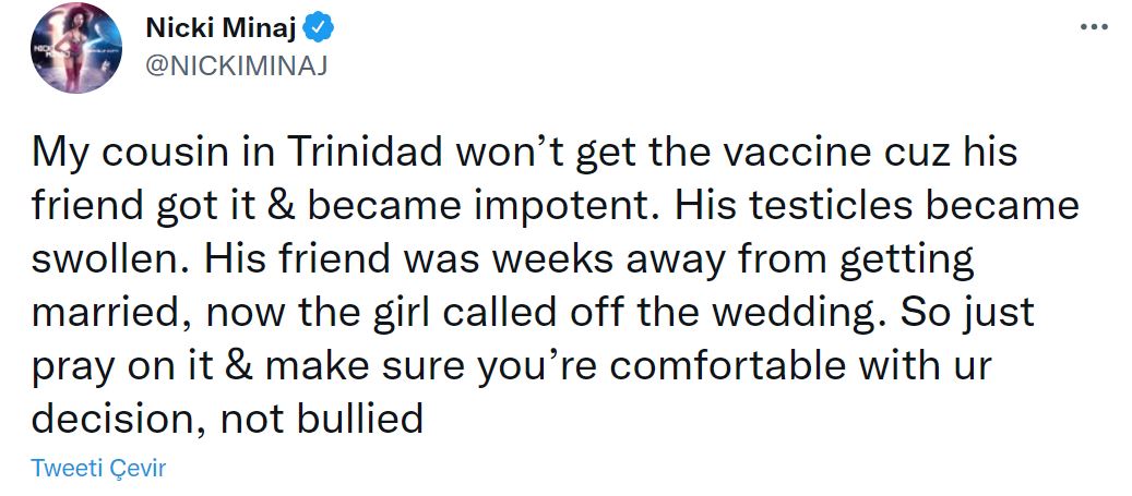 'Koronavirüs aşısı testisleri şişiriyor' demişti! Gelen tepkiler sonrası ünlü oyuncudan Rose McGowan'dan Nicki Minaj'a destek