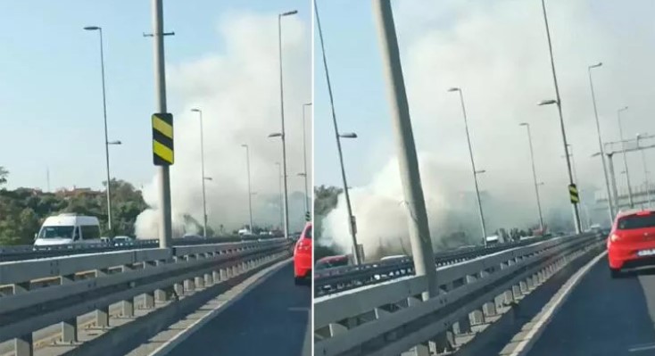 Boğaziçi Köprüsü yakınlarında yangın paniği! Ağaçlık alan alev aldı