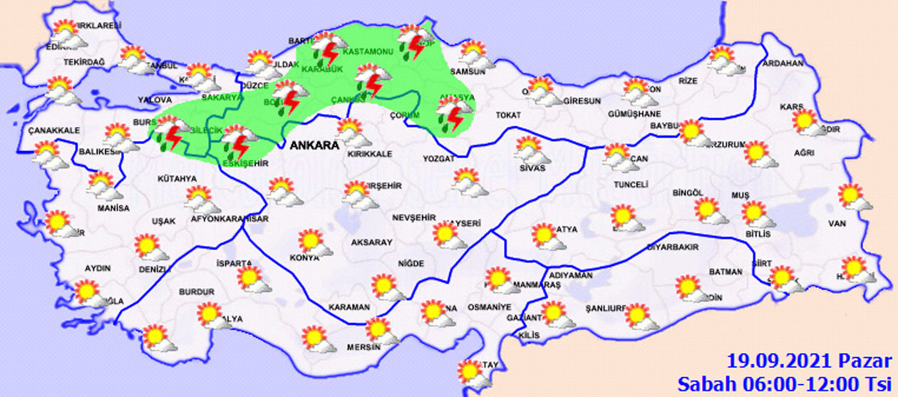 Meteorolojiden uyarı üstüne uyarı geldi! Sağanak yağışlara dikkat edin! Hava bugün nasıl olacak 19 Eylül 2021 Pazar?