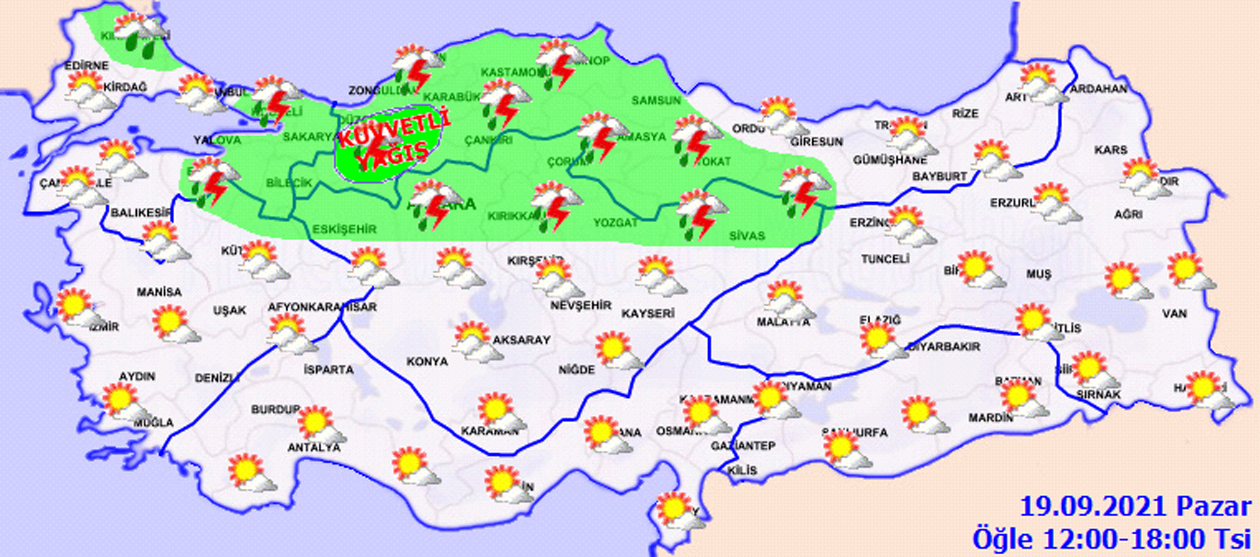 Meteorolojiden uyarı üstüne uyarı geldi! Sağanak yağışlara dikkat edin! Hava bugün nasıl olacak 19 Eylül 2021 Pazar?