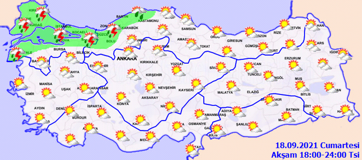 Meteorolojiden uyarı üstüne uyarı geldi! Sağanak yağışlara dikkat edin! Hava bugün nasıl olacak 19 Eylül 2021 Pazar?