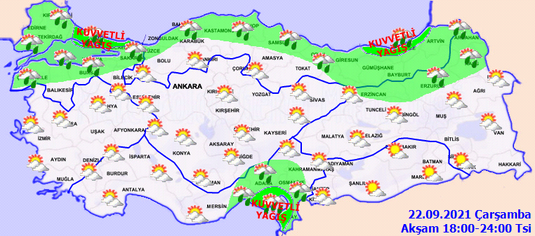 22 Eylül 2021 Bugün hava nasıl olacak? Meteoroloji uyardı: O bölgelerde gök gürültülü sağanak yağış!