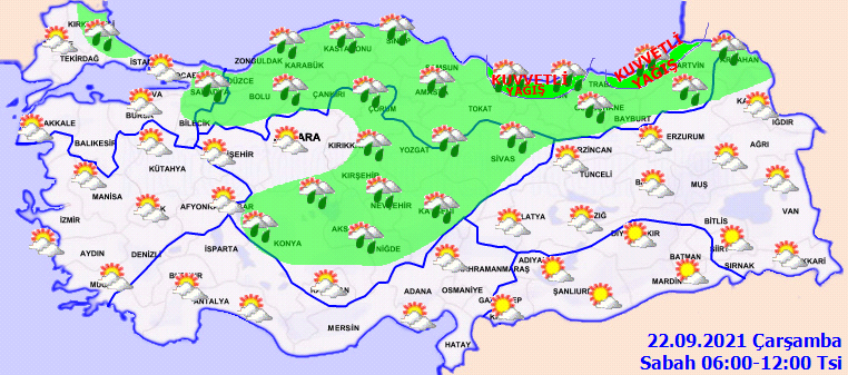 22 Eylül 2021 Bugün hava nasıl olacak? Meteoroloji uyardı: O bölgelerde gök gürültülü sağanak yağış!