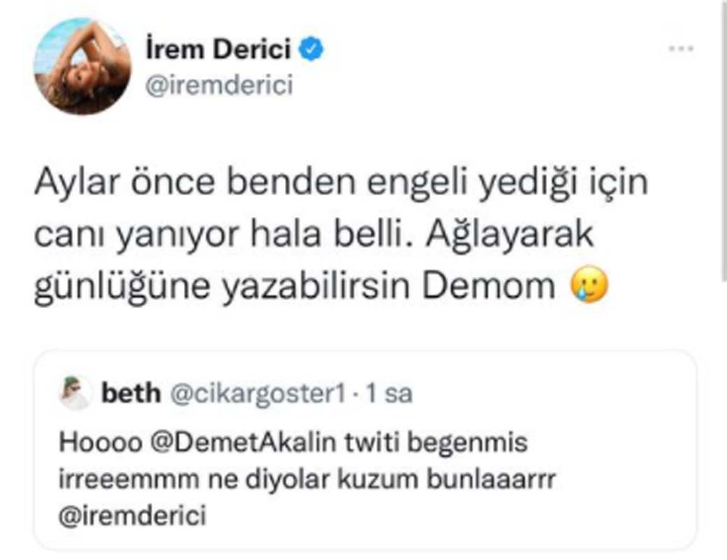 Demet Akalın - İrem Derici polemiğine hazır olun! Akalın'ın beğenisine Derici'den acımasız yanıt: Ağlayarak günlüğüne yazabilirsin