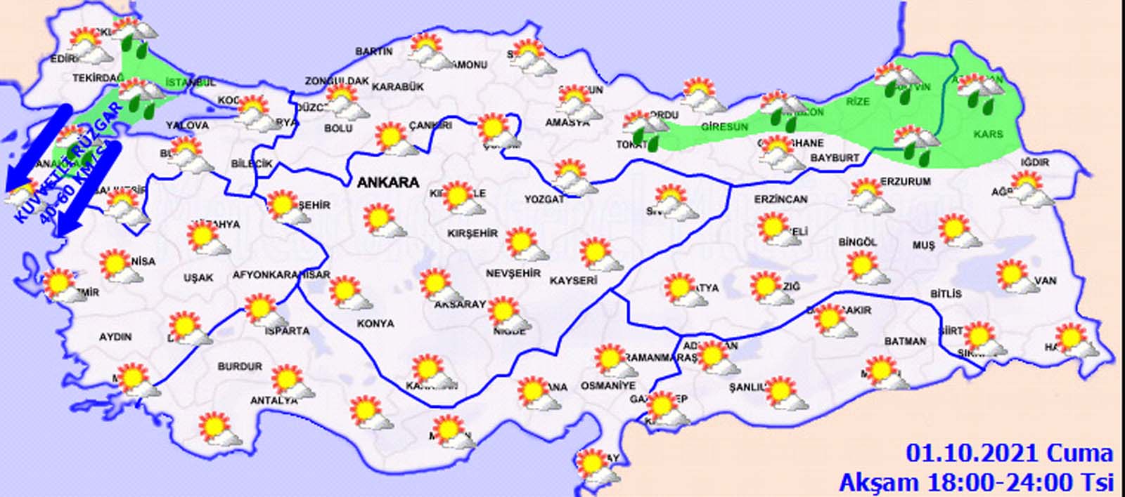 1 Ekim 2021 Cuma Bugün hava nasıl olacak? Meteoroloji uyardı: Ani sel, su baskını, heyelan ve ulaşımda aksamalar gibi olumsuzluklara karşı tedbirli olun!